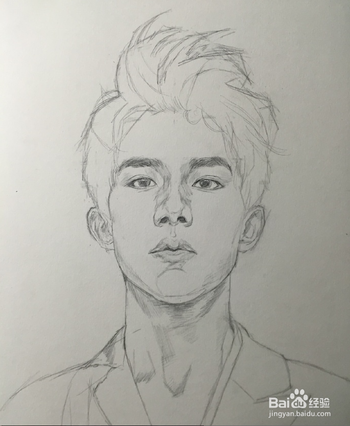 易烊千玺素描画像步骤教程