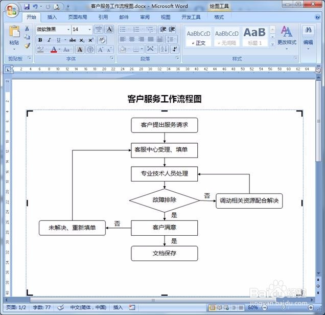 Word实例操作演示之绘制工作流程图