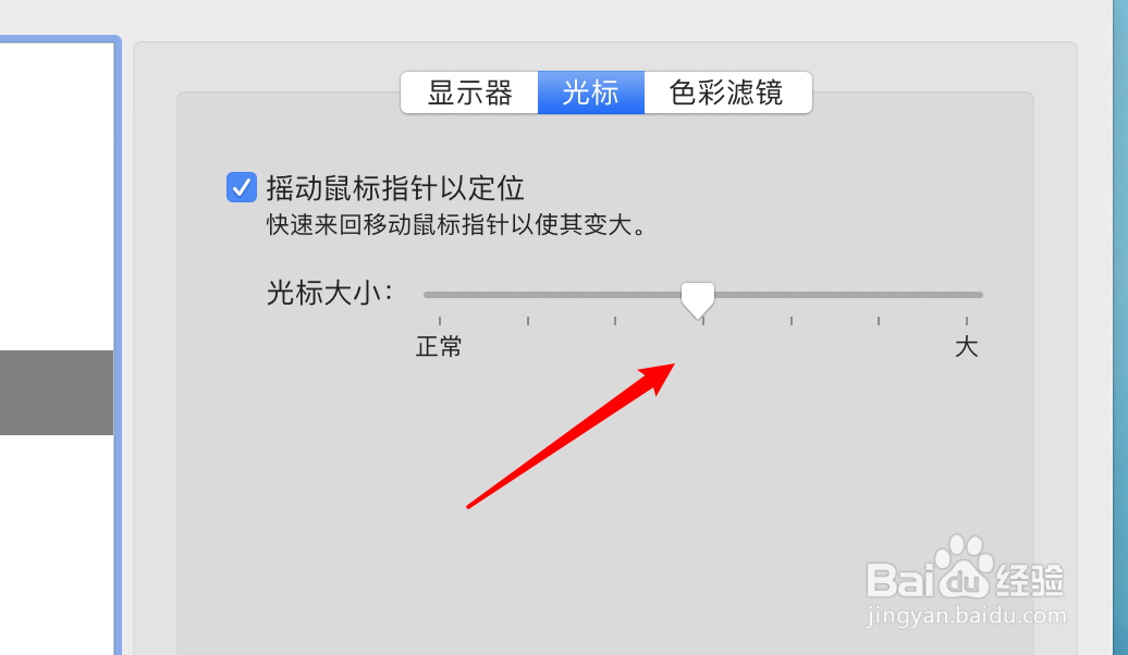 mac怎么禁用鼠标快速移动时光标变大的功能？