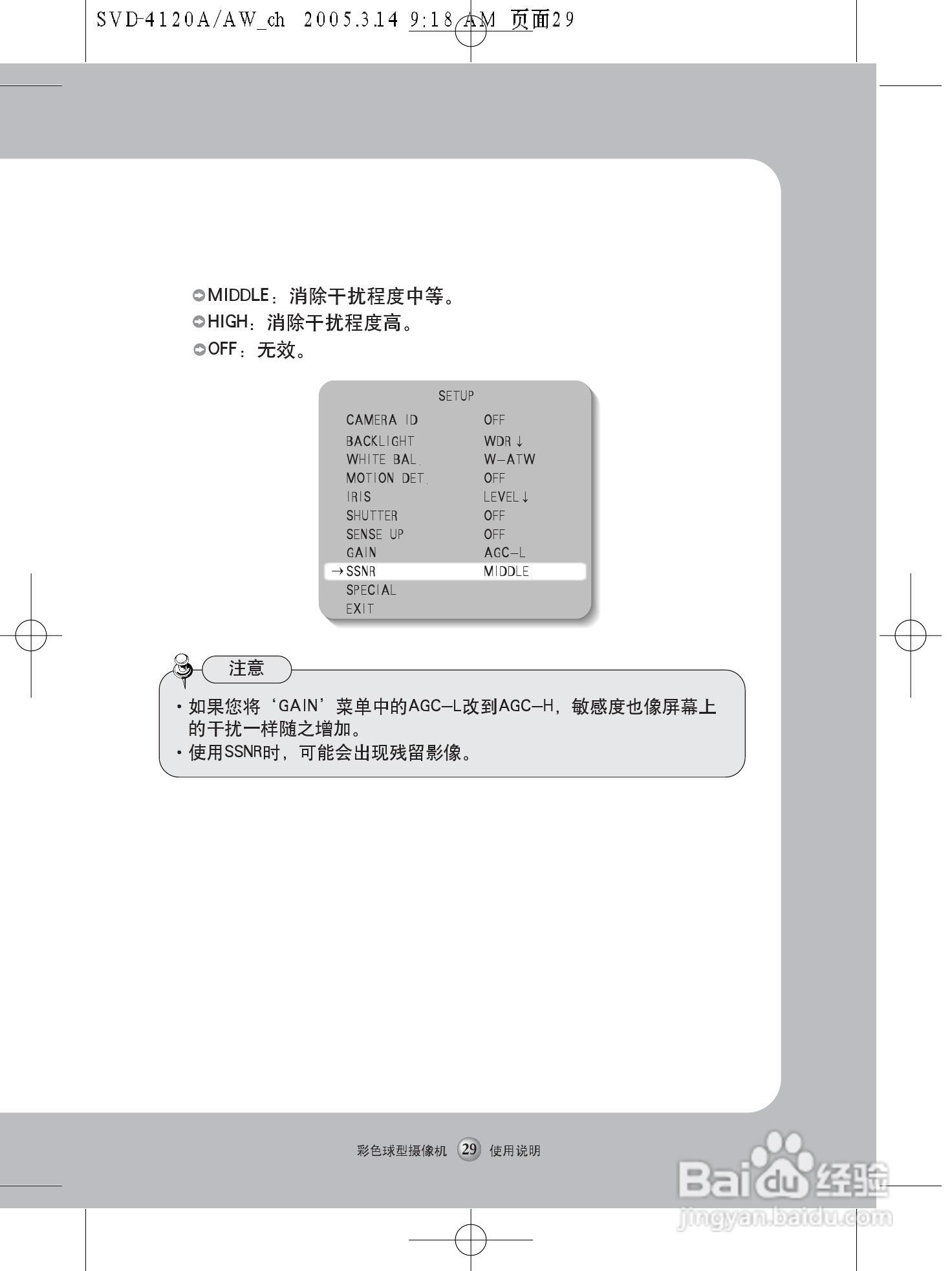三星防暴彩色球型摄像机SVD-4120AW使用说明书:[3]