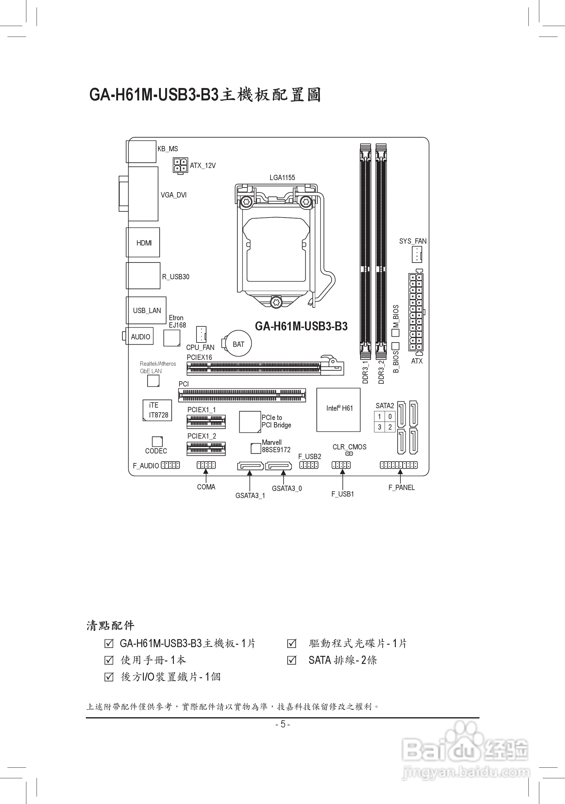 技嘉GA-H61M-USB-B3主機板使用手冊:[1]