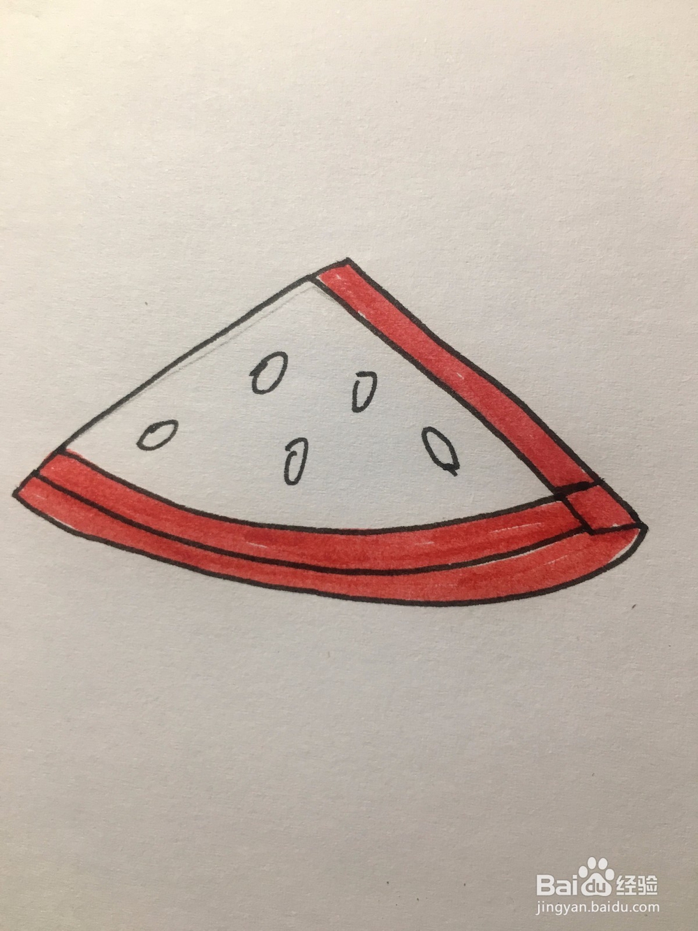 画一小块切开的西瓜 简笔画 涂鸦画 儿童绘画