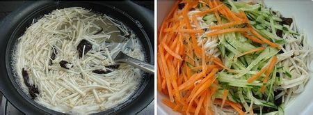 家常菜;金针菇拌杂蔬做法图解