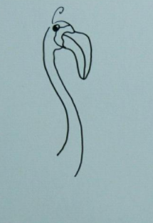 抽象的鸵鸟手绘明信片制作