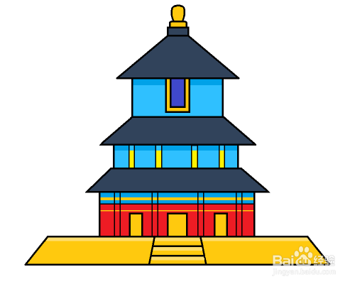 怎么画中国代表性建筑物天坛
