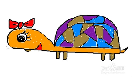 如何教儿童画数字创意画：[3]3变小乌龟的画法