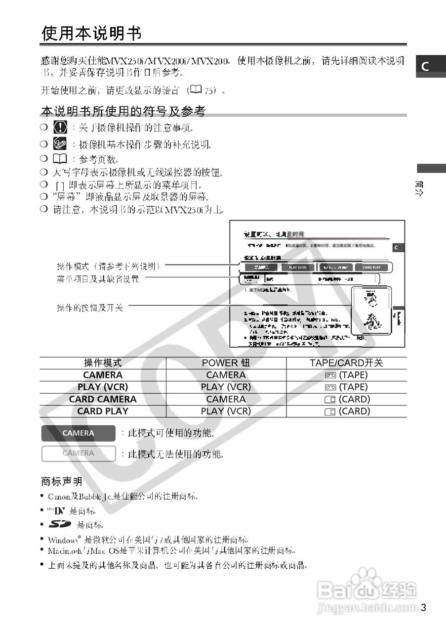 佳能MVX250i数码摄像机使用说明书:[1]