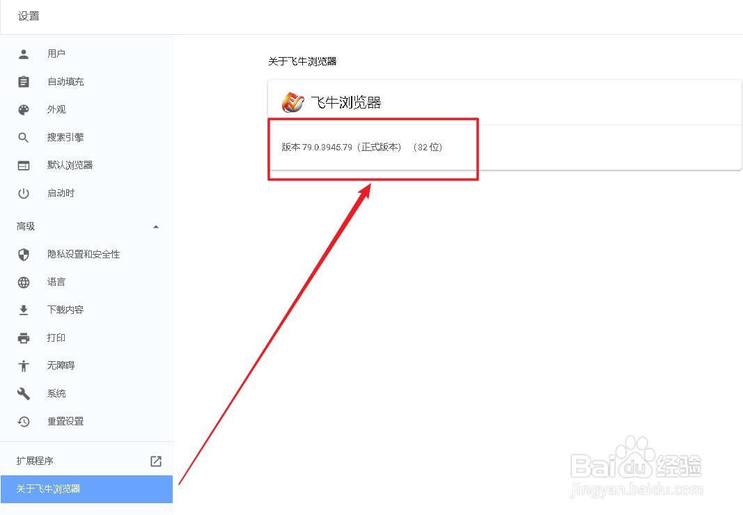 飞牛浏览器软件如何查看版本号