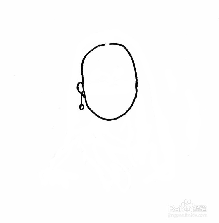 带口罩的女孩简笔画