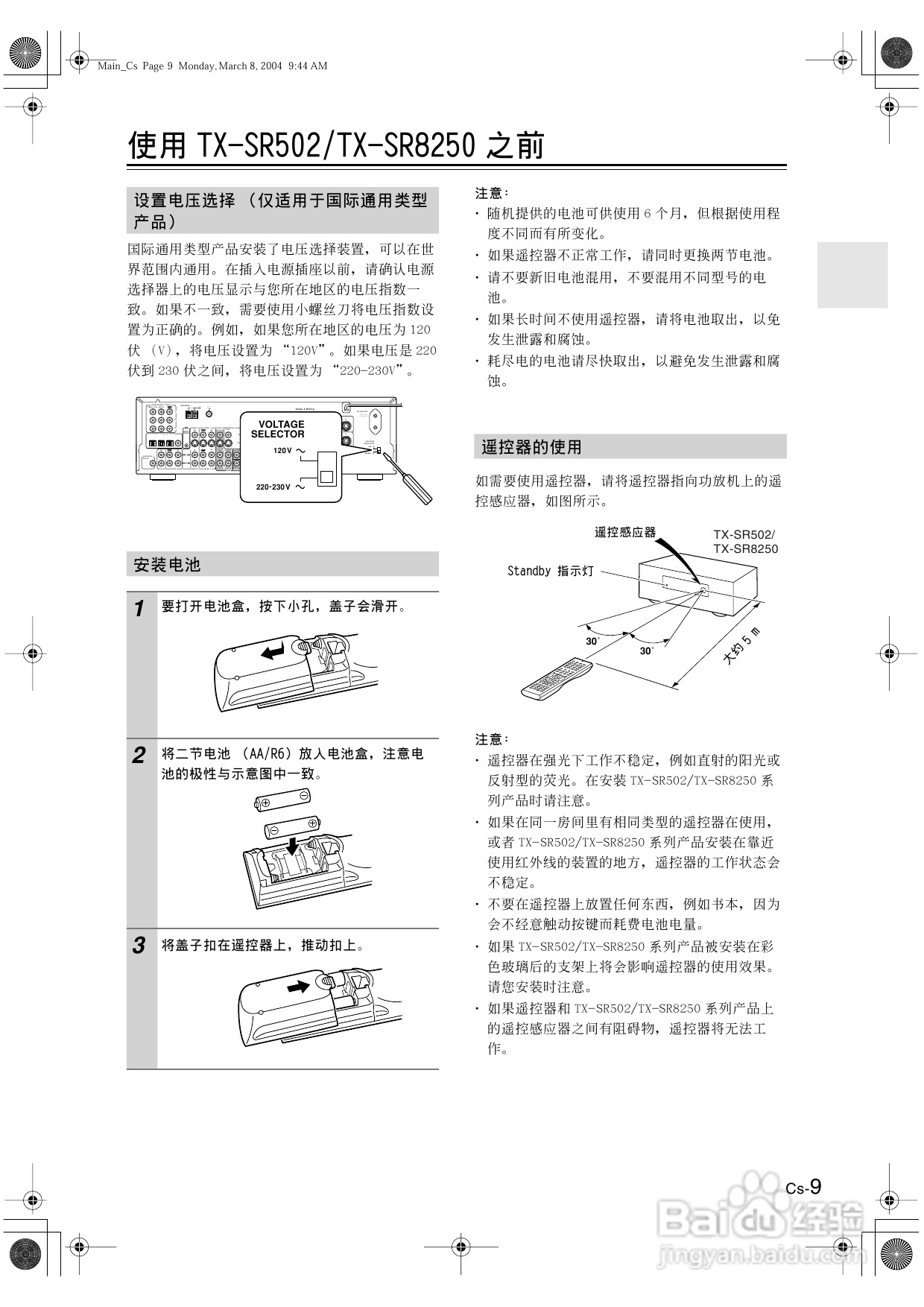 安桥AV接收机TX-SR502型使用说明书:[1]