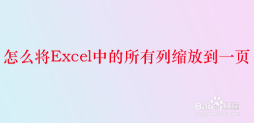 怎么将Excel中的所有列缩放到一页？