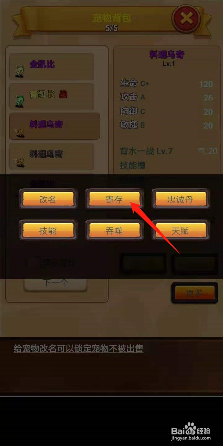 放置精灵王怎么寄存宠物