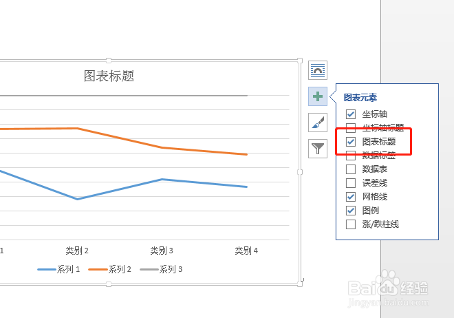 如何在word当中设置折线图图表标题的位置?