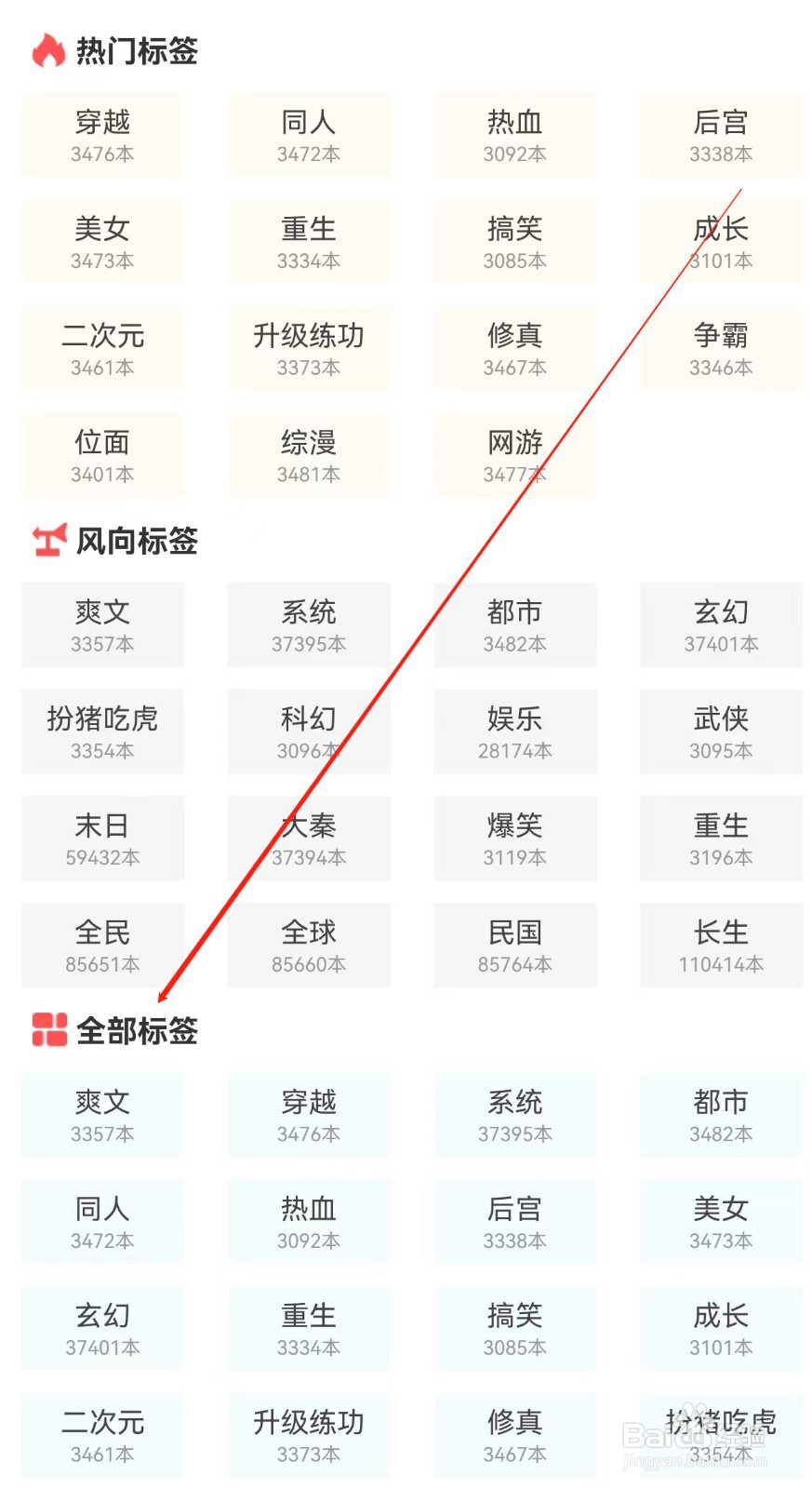 点众小说怎样查找全部标签