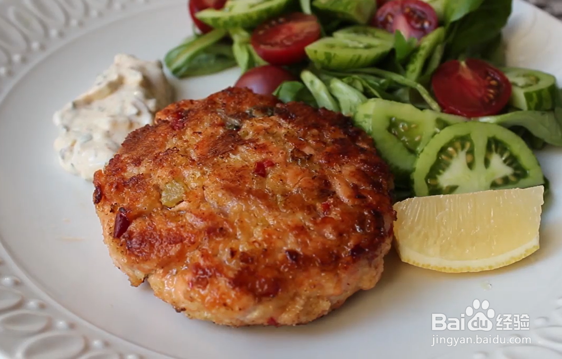 煎三文鱼肉饼的制作方法