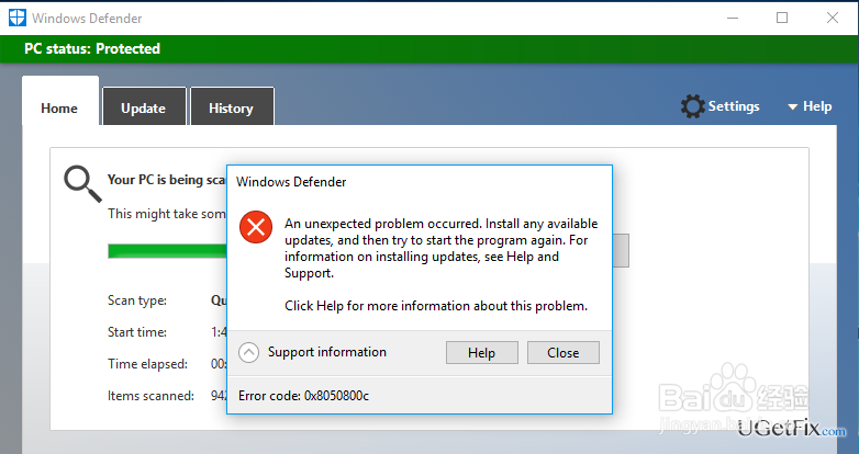 如何修复Windows Defender错误代码0x8050800c？