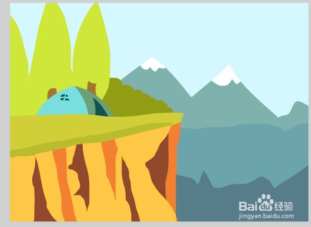 flash绘制山崖边的帐篷场景