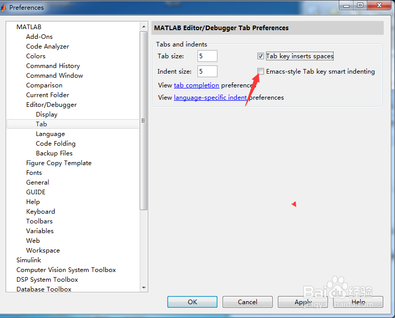MATLAB R2015b怎么开启emacs样式制表键智能缩进