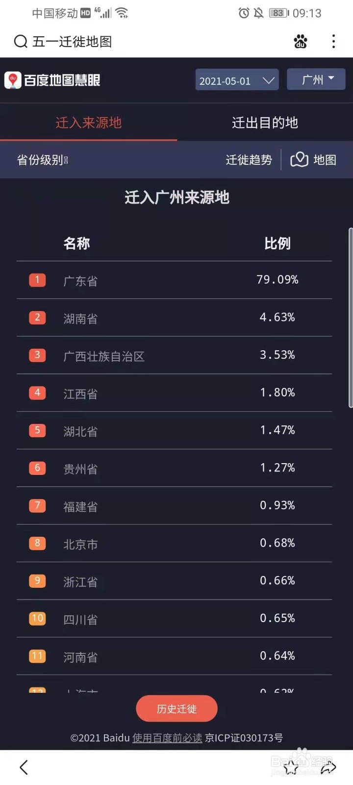 五一迁徙地图怎么看