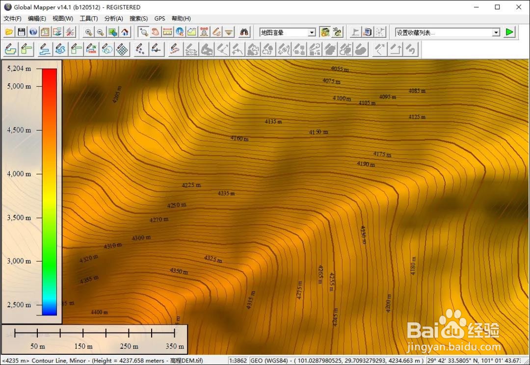 NASA12.5米高程DEM下载与5米等高线的提取方法