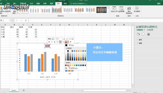 怎样给电子表格中的图表进行标题编辑
