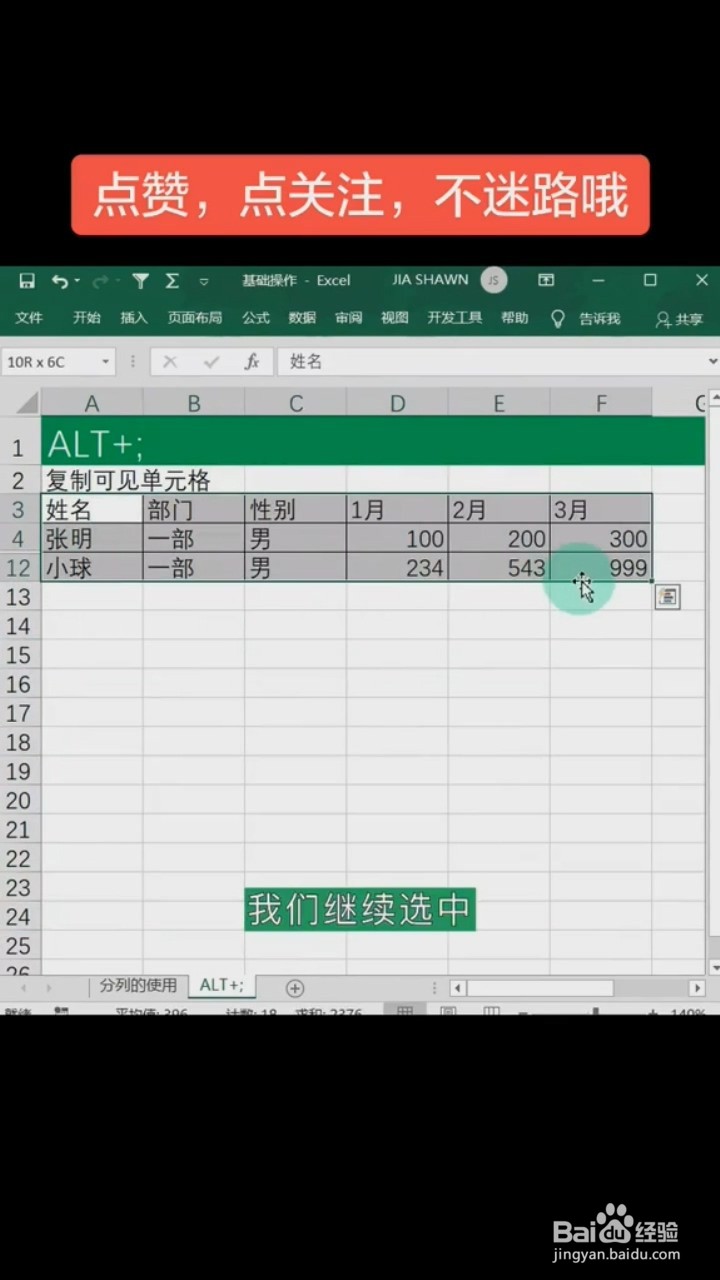 Excel中复制可见单元格的方法