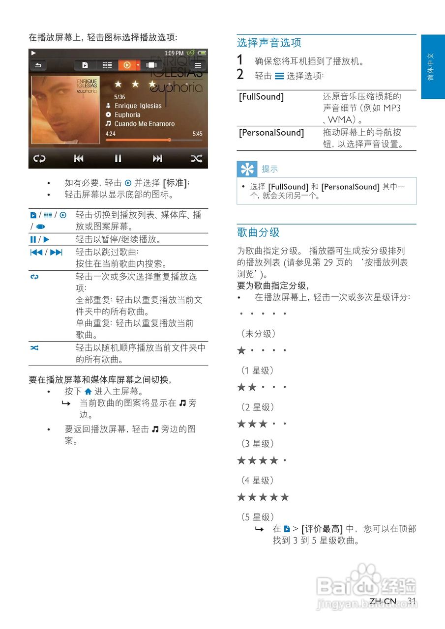 飞利浦SA3MUS32 MP4播放器使用说明书:[4]