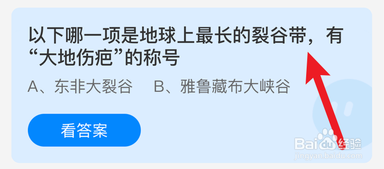 以下哪一项是地球上最长的裂谷带？蚂蚁庄园