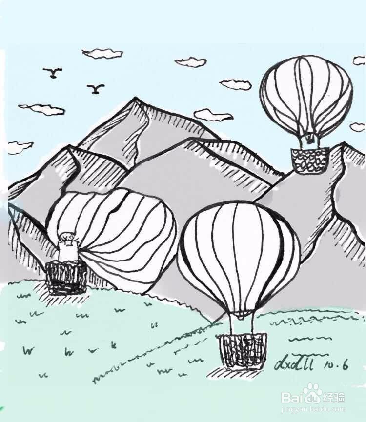 茉莉水彩手绘之热气球