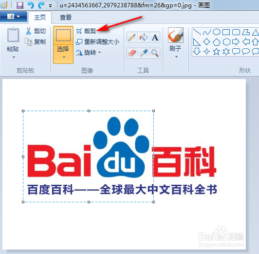 如何使用画图程序选取一个矩形区域