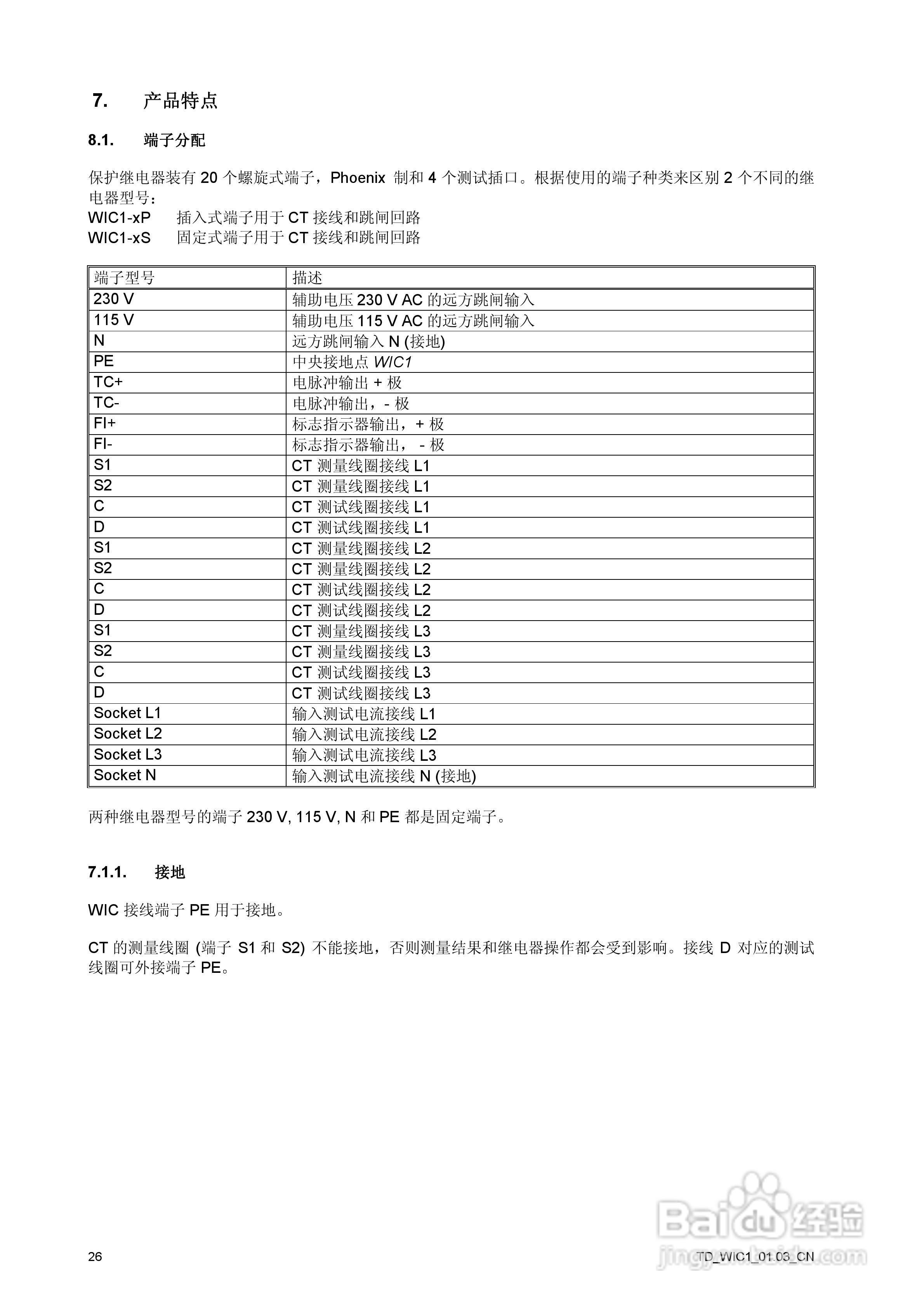 SEG WIC1-CT供电时间过流和接地电流继电器说明书:[3]