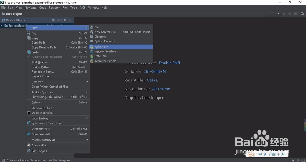 PyCharm新建一个工程