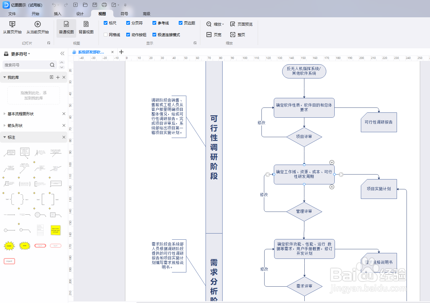 如何用亿图图示绘制“系统研发部软件开发流程”