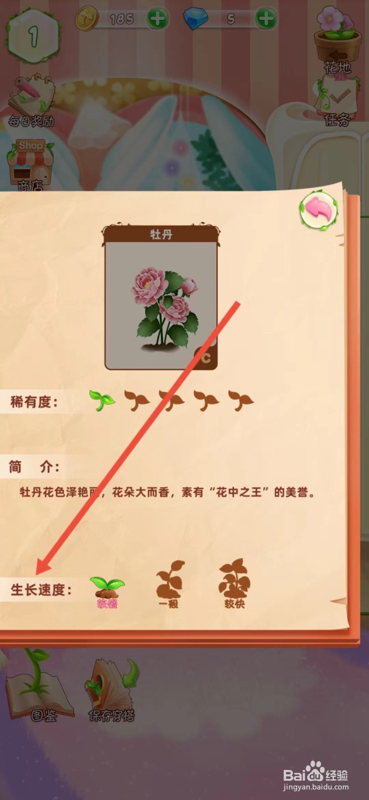 花花姑娘如何查看牡丹的【生长速度】
