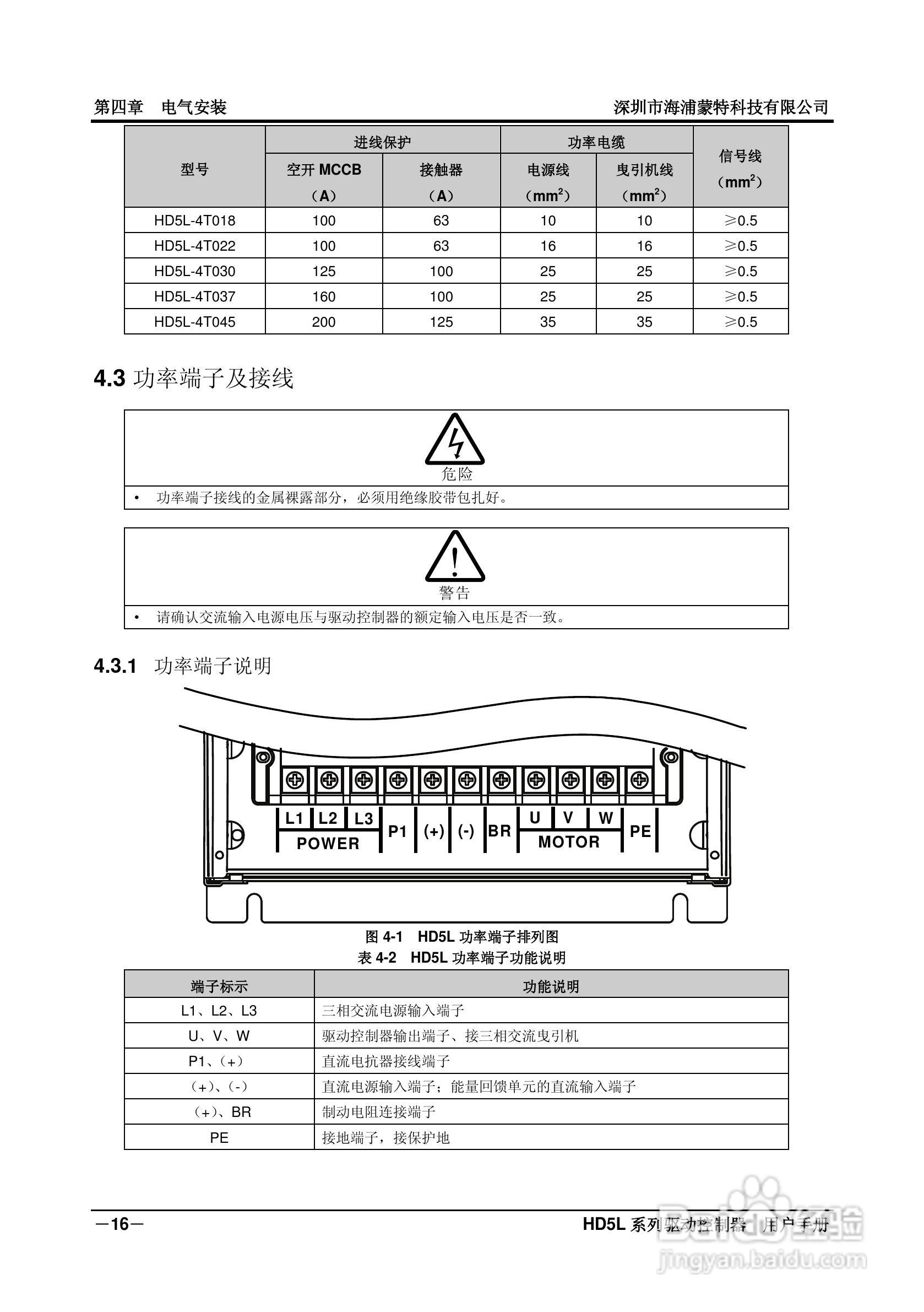 海浦蒙特HD5L-4T045电梯专用驱动控制器用户手册:[3]