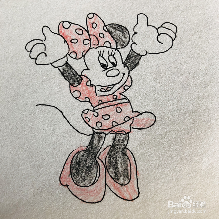 如何画开心的米妮简笔画