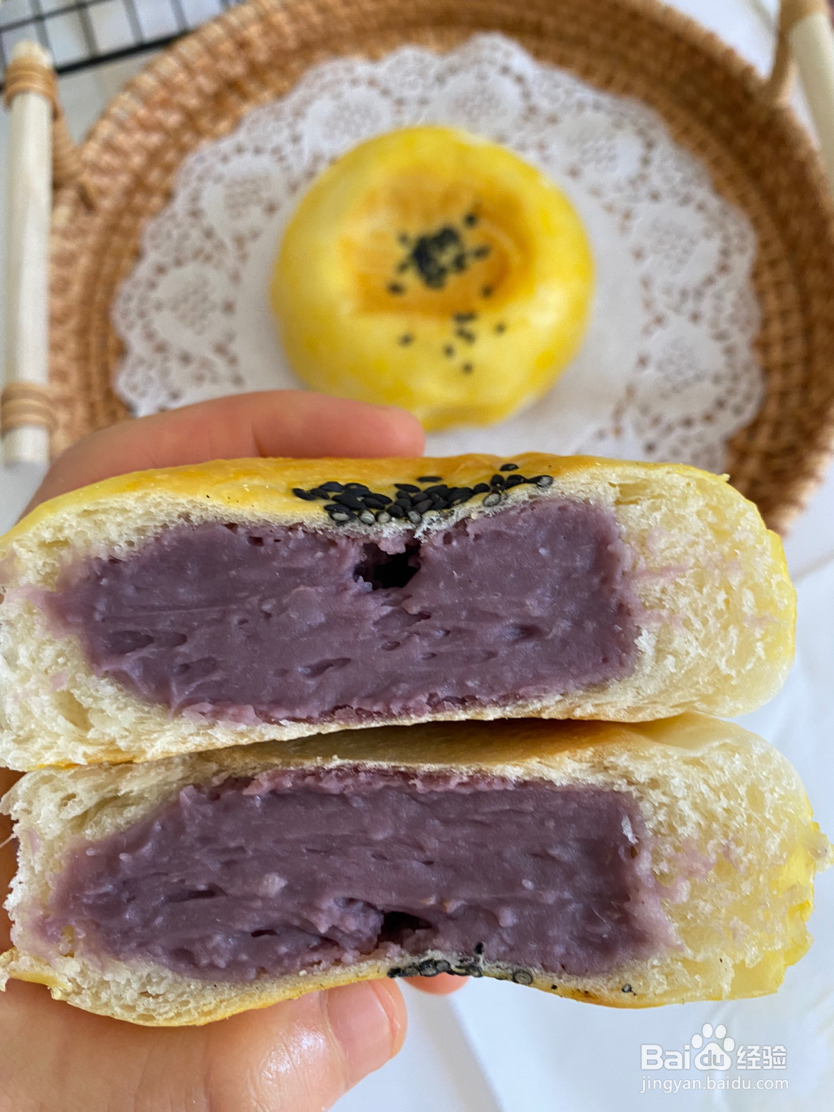 紫薯芋泥面包的做法