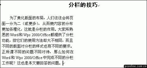 办公软件分栏的技巧