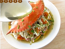 南瓜咸肉蒸膏蟹