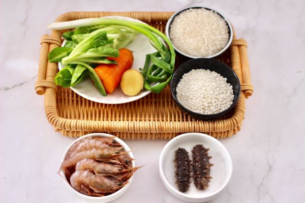 海虾海参砂锅粥