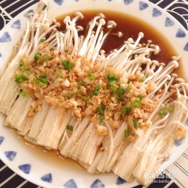 白灼蒜蓉金针菇的做法