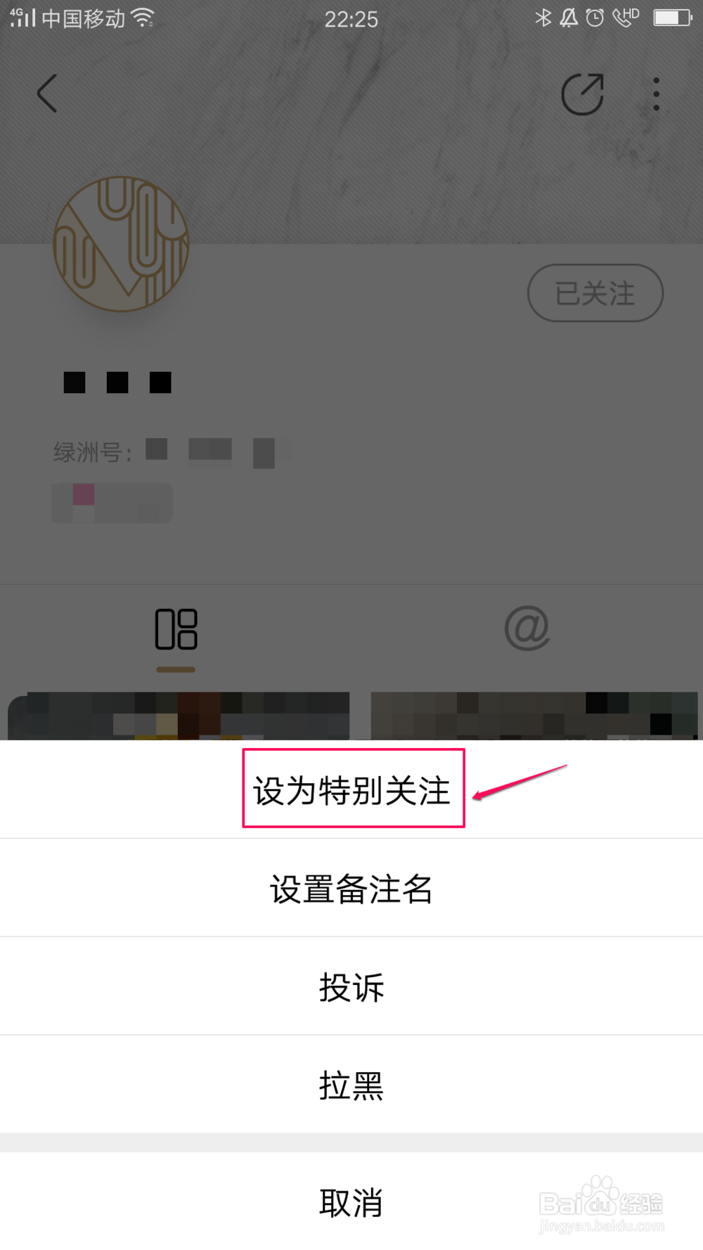 绿洲如何将好友设为特别关注
