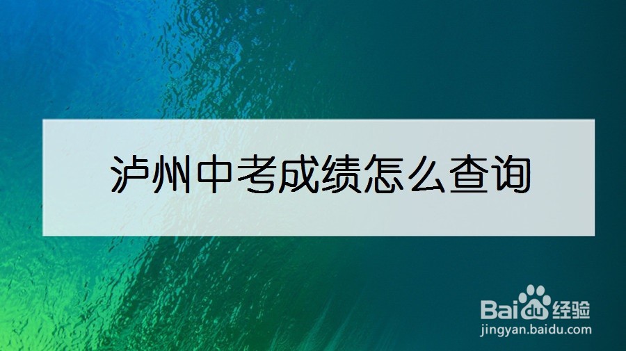 泸州中考成绩怎么查询