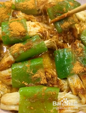 如何自制烧烤青椒金针菇