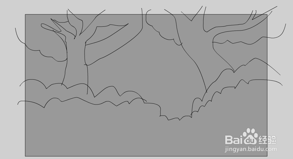 flash绘制一个黑夜草丛的背景