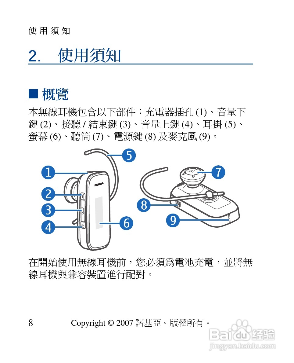 诺基亚 BH-902蓝牙耳机中文使用手册:[7]