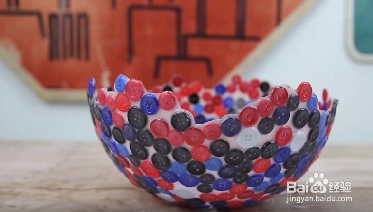 气球+纽扣制作家居盘