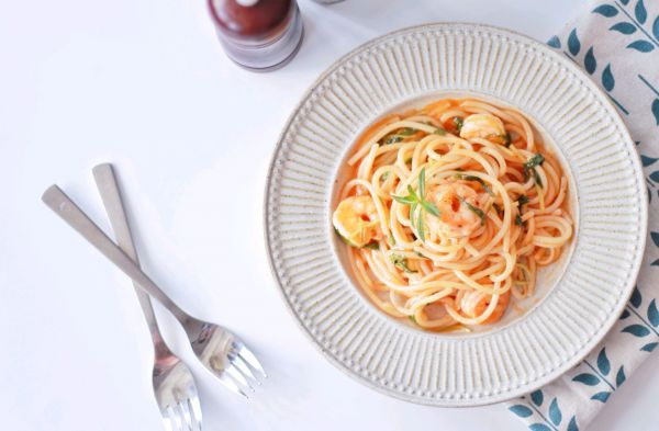 茄汁虾仁拌意大利面