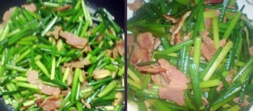 韭苔炒培根的做法