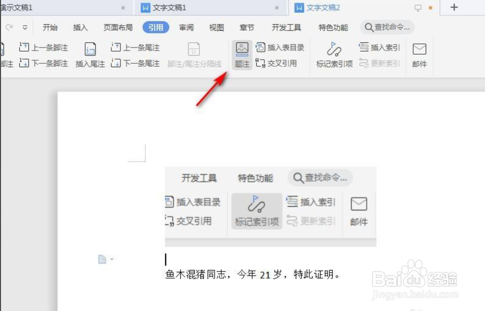WPS文字如何插入题注